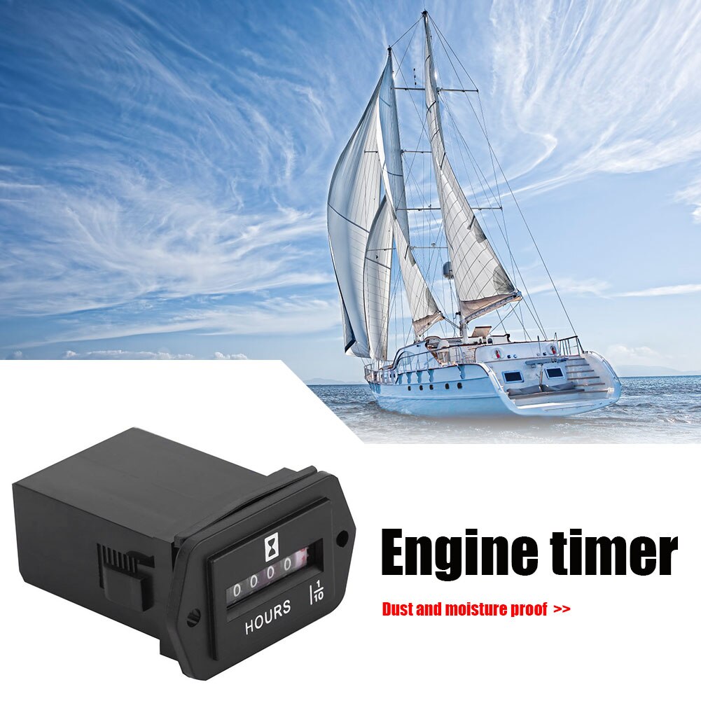 HM002 6-80V Sealed Mechanical Hour Meter Gauge Counter for Diesel Gasoline Engine Generator Motor Boat Motorcycle Tractor