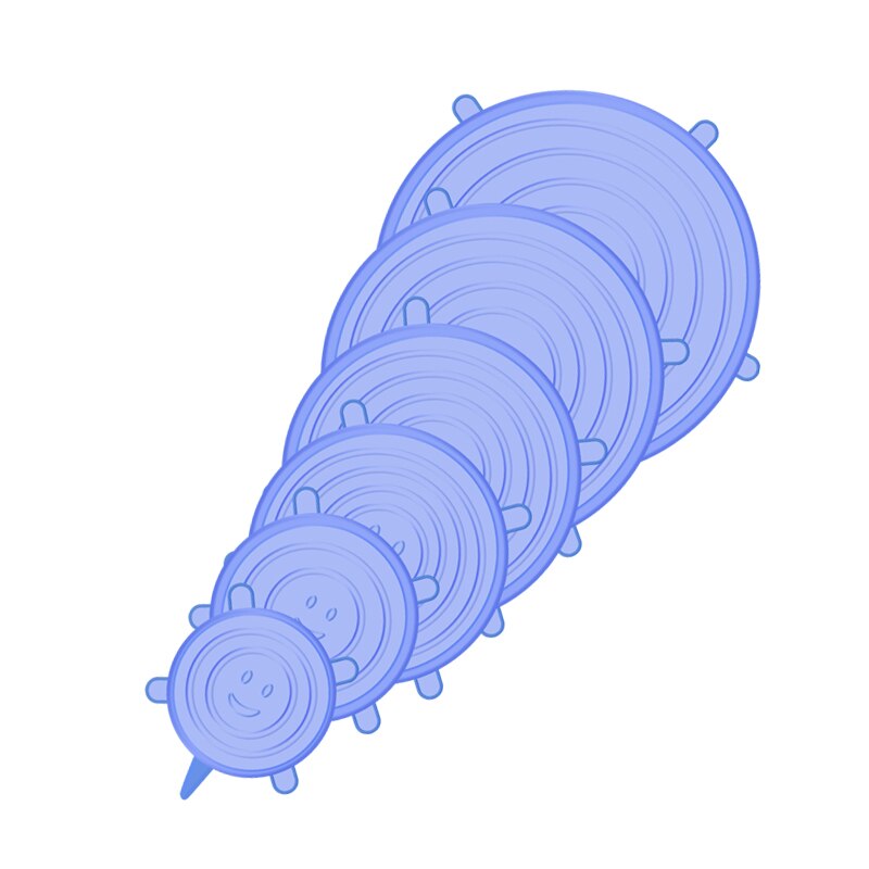 6 Stks/set Aanpasbaar Silicone Stretch Deksels Ronde Vierkante Covers Herbruikbare Voedsel Wrap Covers Afdichting Kom Voor Houden Voedsel Verse Kitchentool: Blue Round