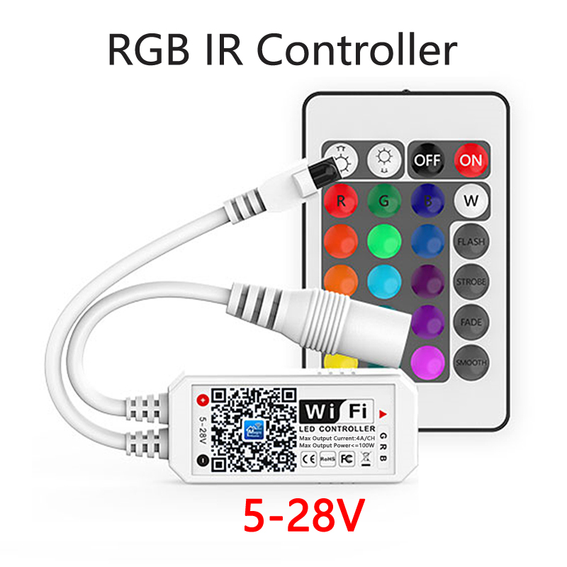 5V ~ 24V Rgb Wifi Controller Rgbw Rgbww Wifi Led Controller 12V Voor 5050 2835 5630 3528 led Strip Magic Thuis: 24key IR RGB Wifi