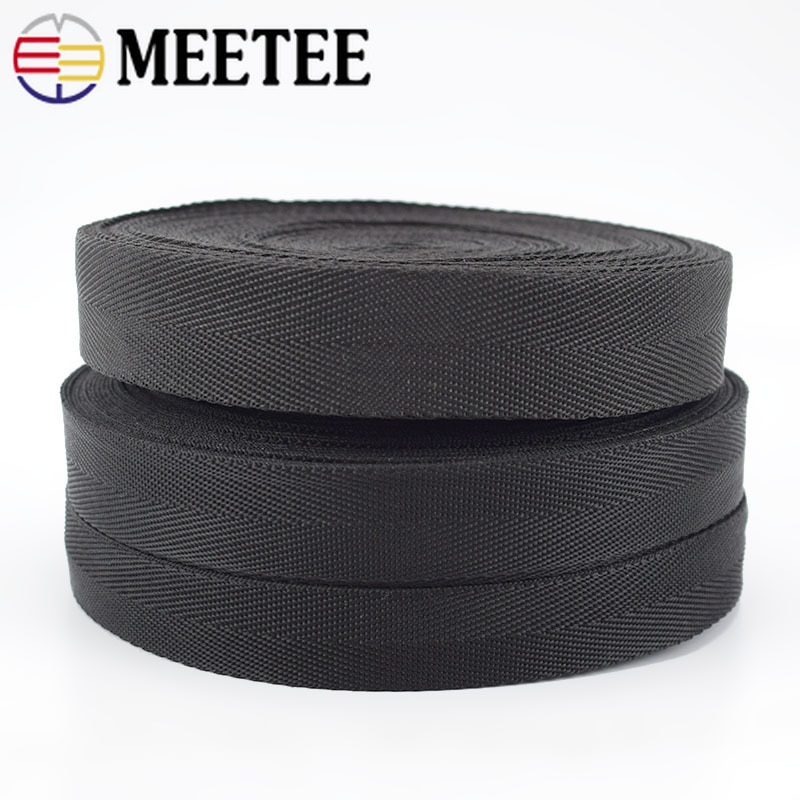 18M 0.9 Mm Dikke Zwarte Polypropyleen Pp Singels Lint Band Band Tape Voor Rugzak Knapzak Riem Diy Kleding Naaien accessoires