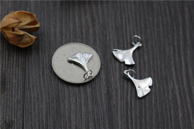 Uglyless Real S925 Sterling Zilveren Ginkgo Charms Accessoires Sieraden DIY Gegraveerd Bladeren Handgemaakte Bevindingen Kleine Hangers Bijoux