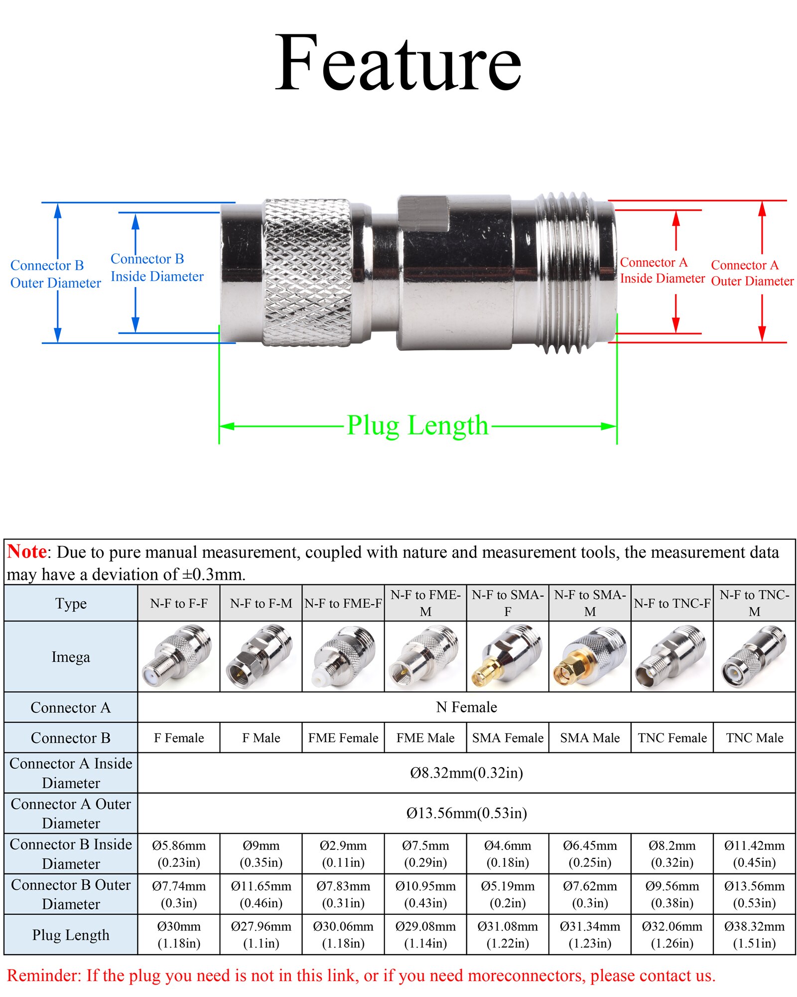 1Pcs RF Coaxial Connector N Female to SMA TNC FME F Male Plug / SMA TNC FME F Female Jack Adapter Use For TV Repeater Antenna