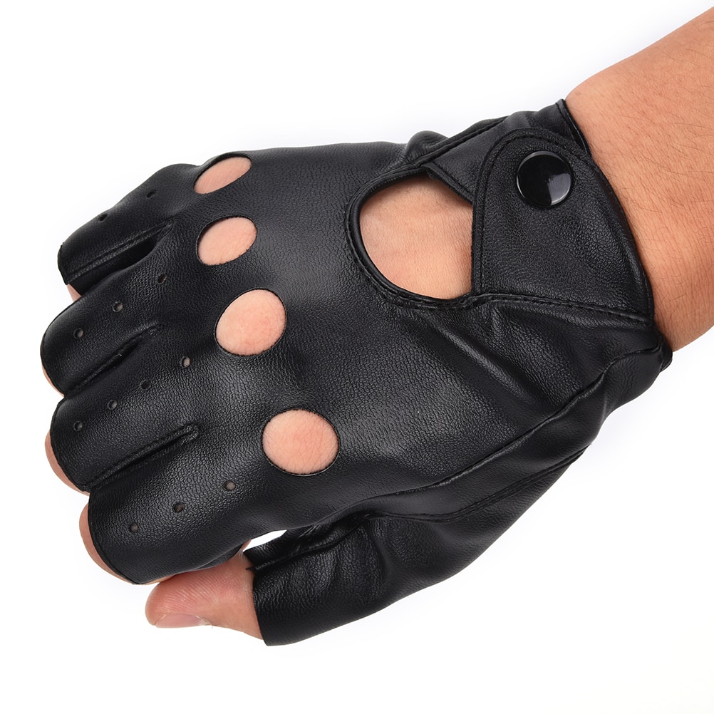 1 Paar Vrouwen Mode Pu Leather Half Vinger Rijden Handschoenen Vingerloze Handschoenen Voor Vrouwen Zwarte Kleur