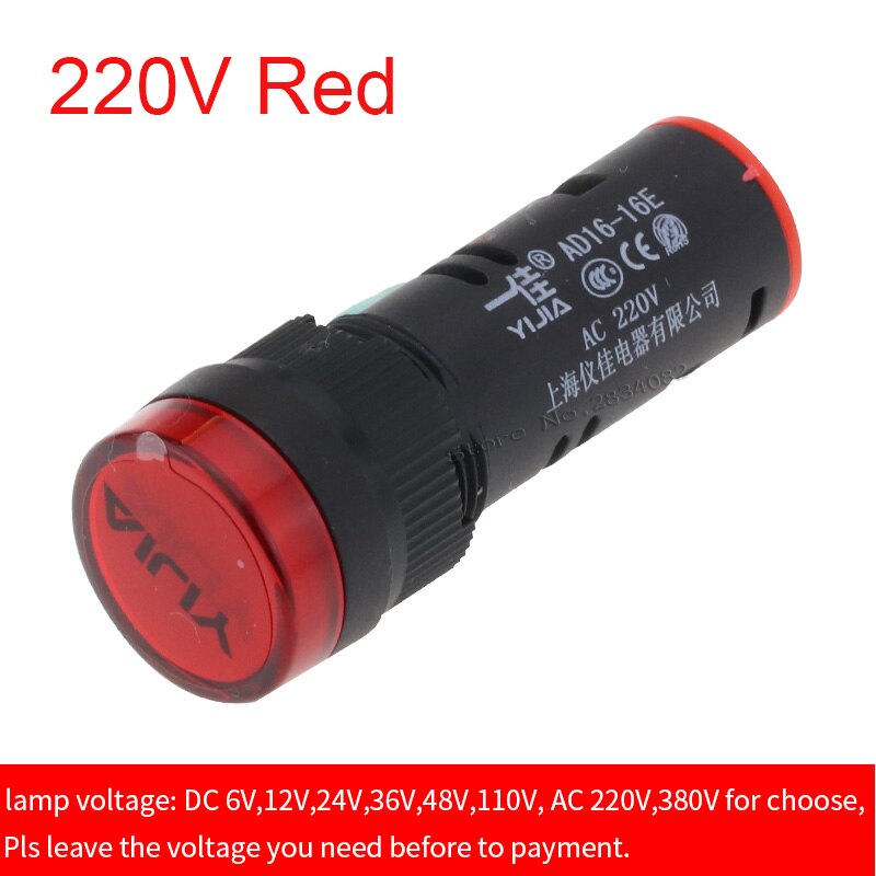 16mm mounting hole LED light lamp indicator lights pilot lamp panel AD16-16E 6V 12V 24V 36V 48V 110V 220V 380V: Green