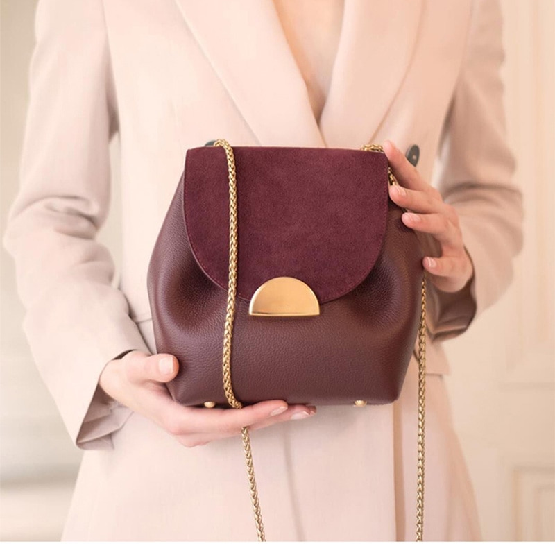 Luxe Emmer Zakken Kleine Keten Handtassen Vrouwen Lederen Schoudertas Dame Frankrijk Beroemde Cross Body Bag: Bourgondië