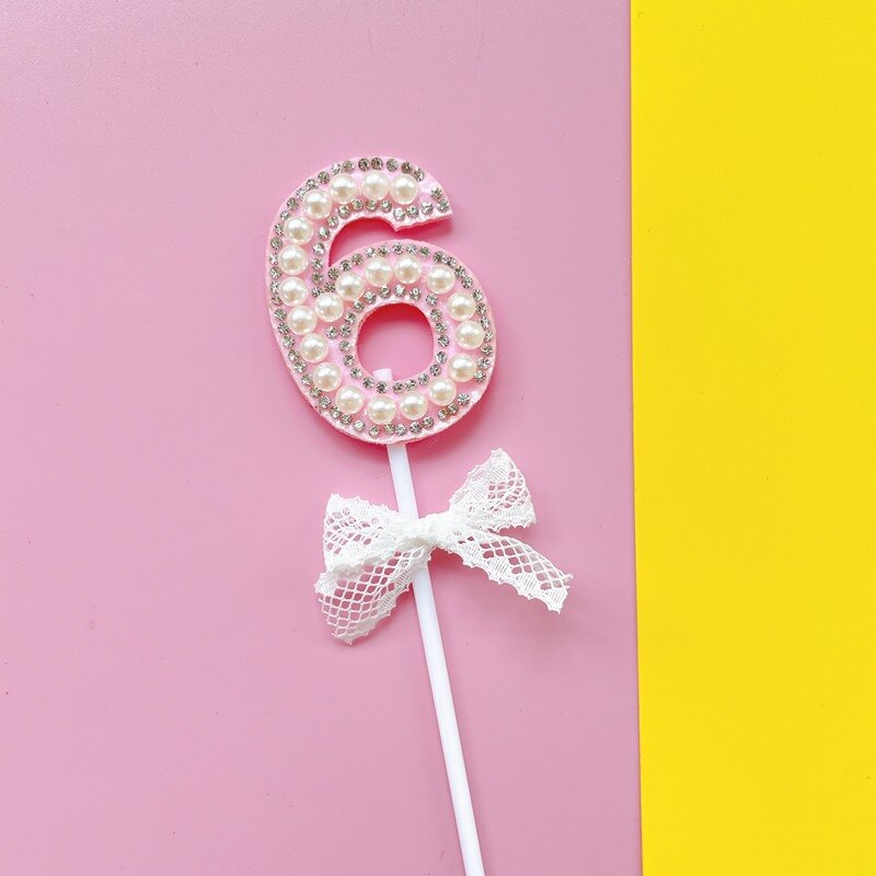 1Pc Glitter Alloy Rhinestone Number Cake Toppers Baby Shower Birthday Decoration Wedding Gold Silver Digital Cakes Dessert Decor: violet