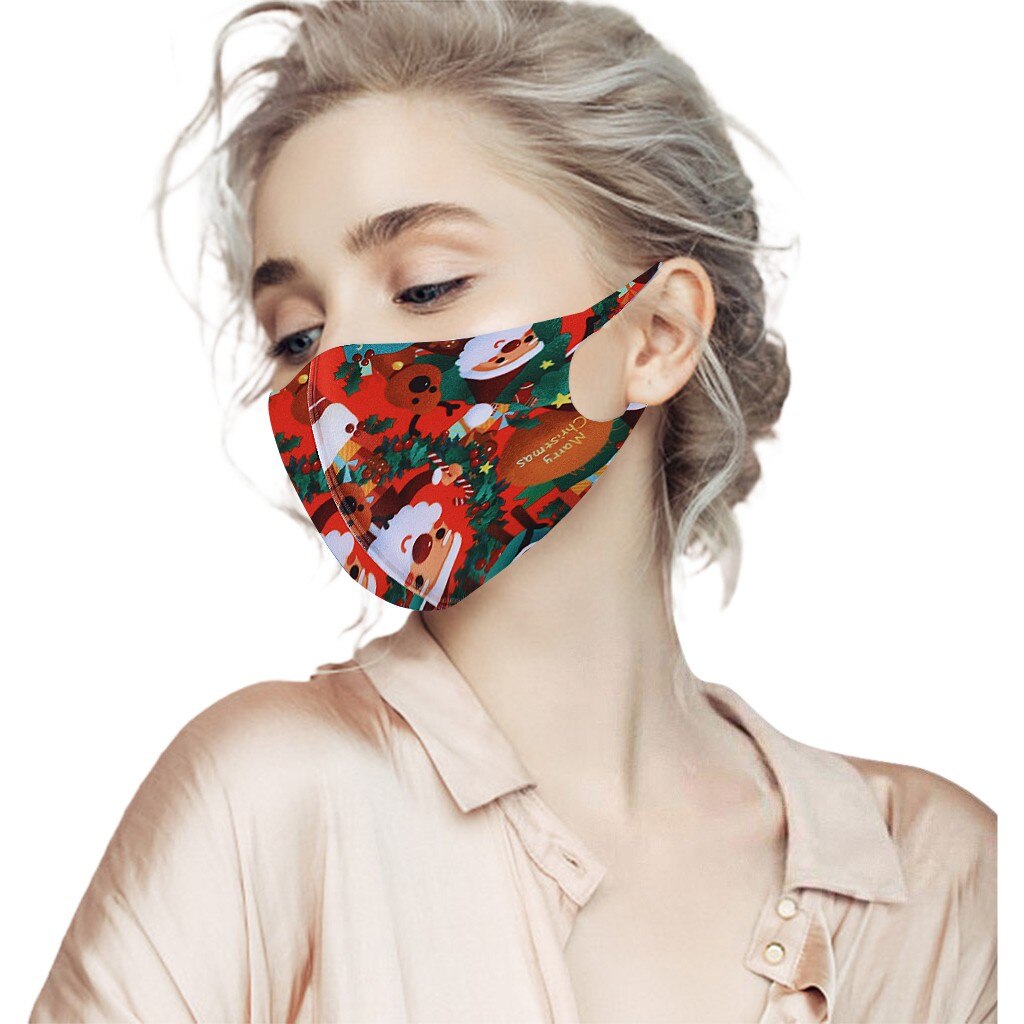 5PC Face Mask Christmas Printed Cover Merry Christmas Xmas Decorations Navidad Decor Santa Claus Happy Year Mascarillas