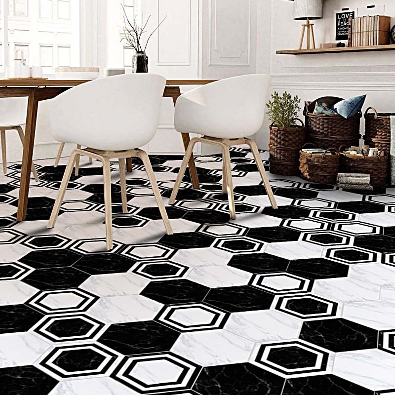 10pcs/set Imitation Marble Hexagonal Tile Stickers Bathroom Kitchen DIY Home Nonslip Floor Tiles Stickers