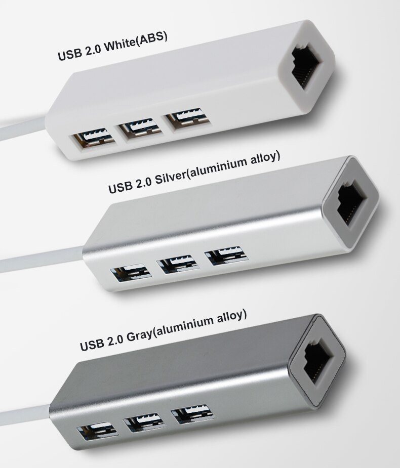 USB hub 2.0 3 ports to RJ45 10/100Mbps Lan Network USB Ethernet Adapter Splitter for Laptop Computer Mac iOS Android