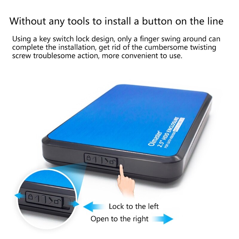 Olmaster 2.5 Inch SSD Notebook Hard Drive Box SATA External USB 3.0 8TB High-speed Transmission Hard-disk Enclosure