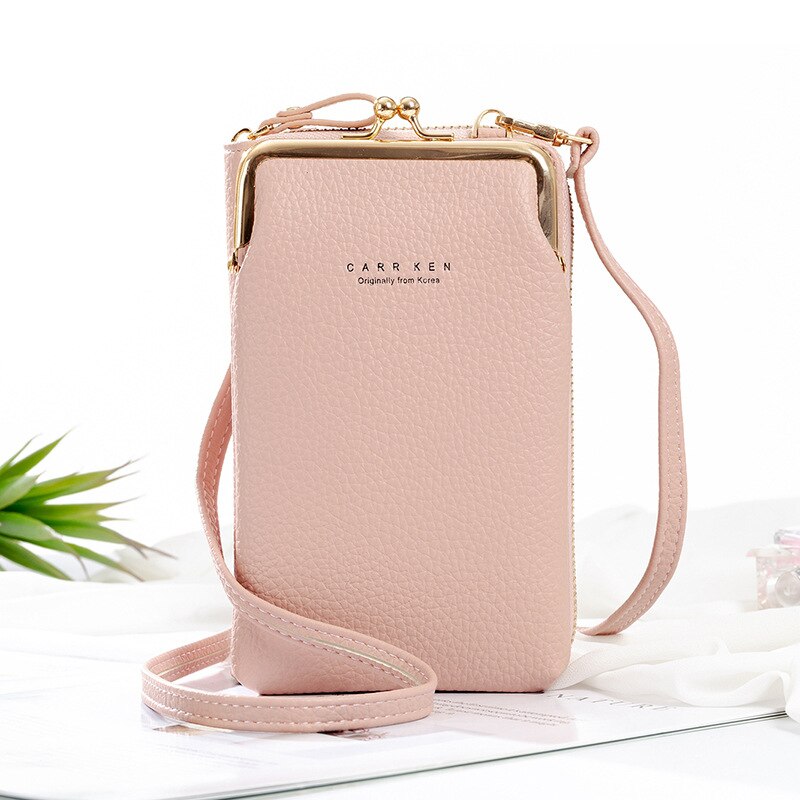 Phone Bag Pu Lederen Grote Capaciteit Reizen Draagbare Schoudertas Dames Crossbody Tas Mode Messenger Bag: Roze