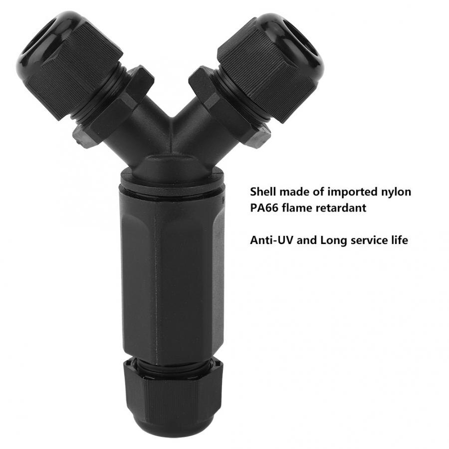 Waterproof wire connector LED IP68 Waterproof Connector 3-Way 3-Core Y-Type Wire Plug for Electrical Accessories