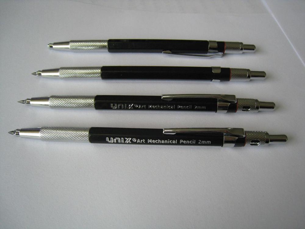 German style 2mm mechanical pencil blue pencil automatic pencil lead holder mines fast: Black