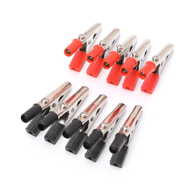 10X Insulated Crocodile Clips Plastic Handle Cable Lead Testing Alligator Clamps