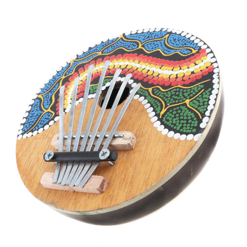7 nøkkel kalimba farget tegning kokosnøtt skall tommel piano mbira naturlig kokosnøtt skall finger piano mini musikkinstrument