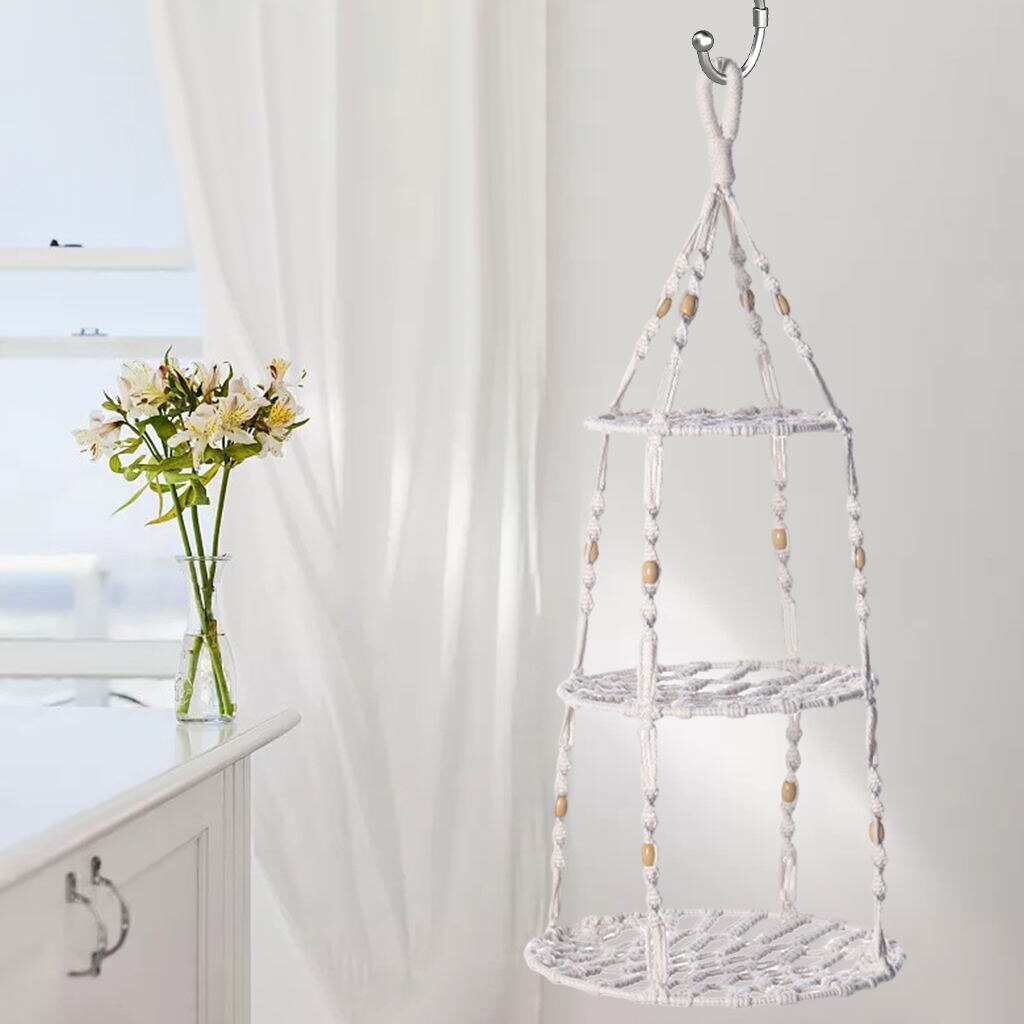 Ing cesto di frutta con nappe intrecciato a mano cesto di verdure pianta ing Pot per cucina: Three Tiers