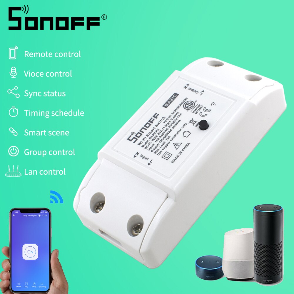 SONOFF Basic Wifi Switch DIY Remote Control For Alexa/Ewelink Smart Home Automation Switch 220V 10A Relay Module All Compatible
