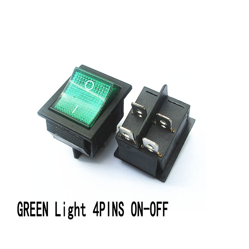 5PCS KCD4 Rocker Switch 2/3 Position 4/6 Pins Electrical Equipment With Light Power Switch Switch 16A 250VAC/ 20A 125V ON-OFF-ON: 4PIN  ON-OFF GREEN