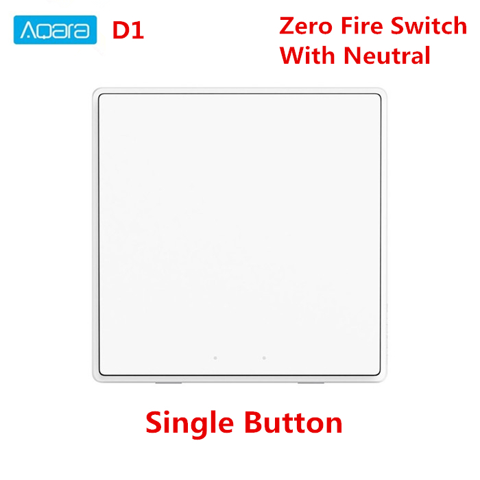 Xiaomi-Interruptor de pared inteligente Aqara D1 Zigbee, interruptor de luz con tecla de Control remoto inalámbrico, cable de fuego neutro, botón Triple para casa inteligente: With Neutral 1KEY