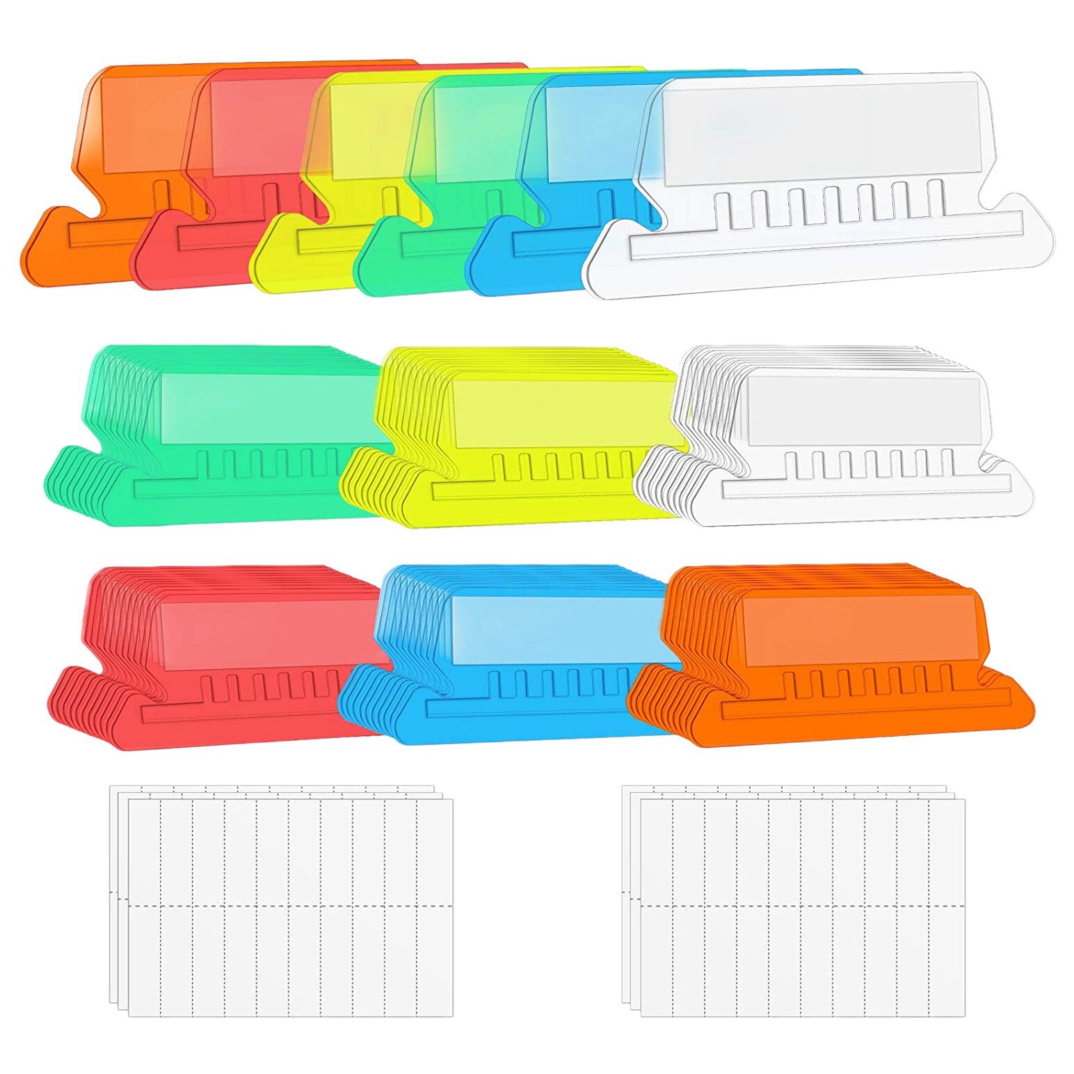 60 Pcs 2 Inch Hanging Folder Tabs and 120 Grids Inserts for Quick Identification of Hanging Files Hanging File Inserts