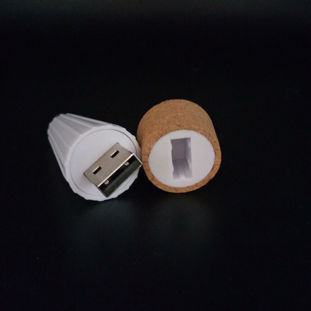Yb yiba ledet vinflaske nattlys magisk korkformet usb oppladbar korkstopperhette lampe romantisk hvit