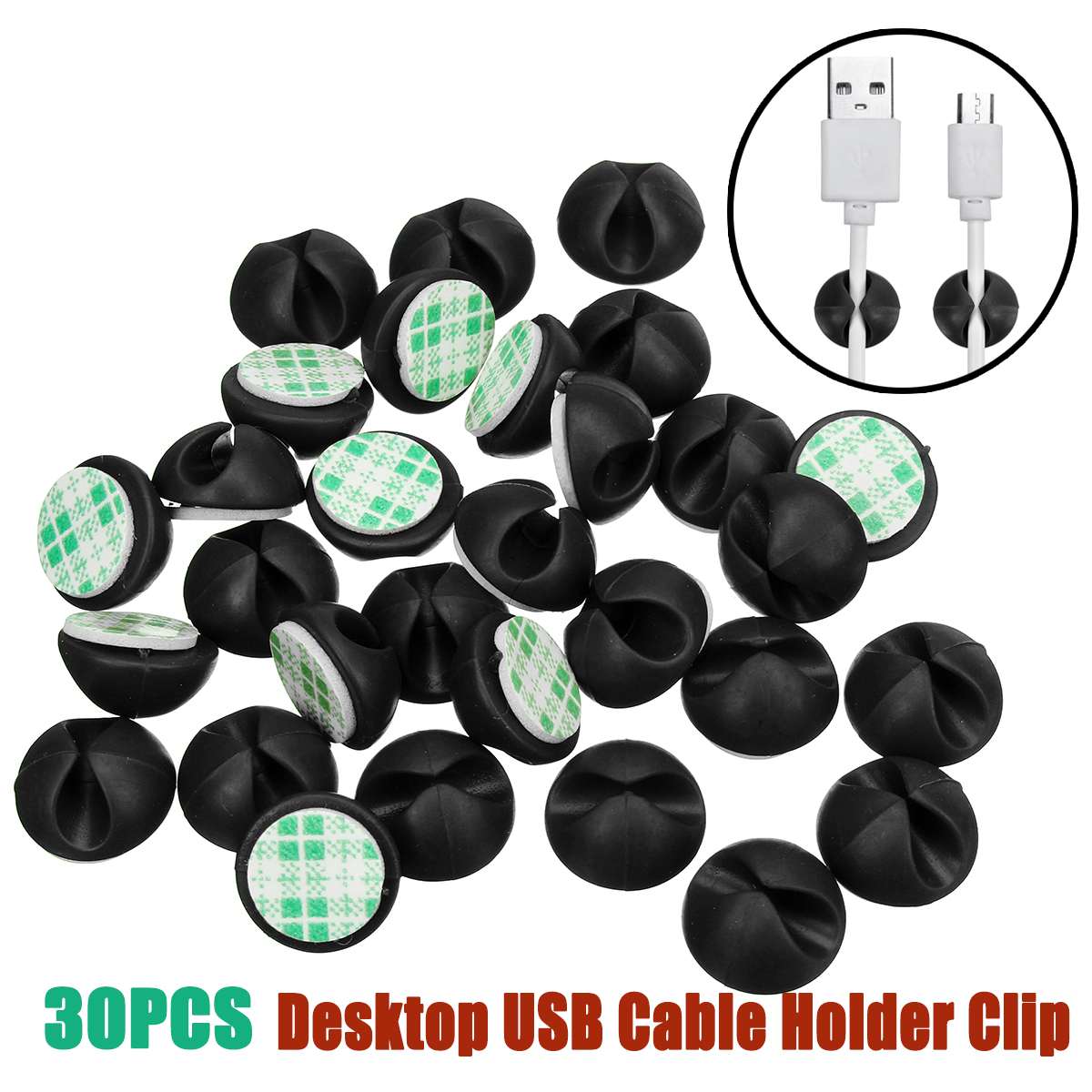 30pcs Car Desk Wall USB Wire Cable Line Fastener Clip Clips Holders Organizer Retainer Clamp Clamps Tie Lines Fixed