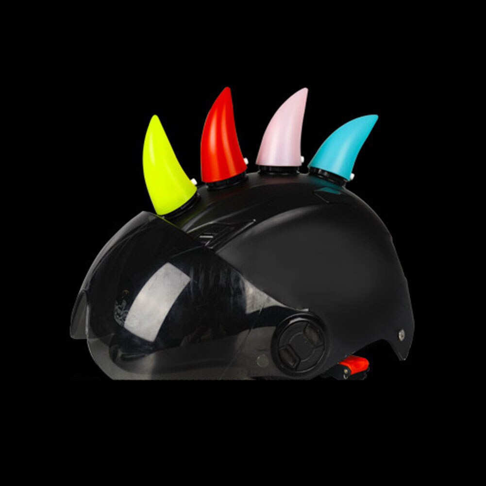 Casque de moto en corne de diable, 2 pièces, avec décoration légère et mignonne, pour Motocross, visage complet, hors route, accessoires de voiture