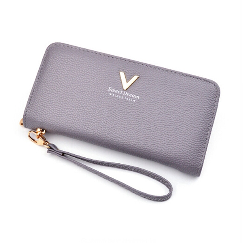 V lettre bracelet femmes longue pochette portefeuille grande capacité portefeuilles femme sac à main dame sacs à main téléphone poche porte-carte Carteras