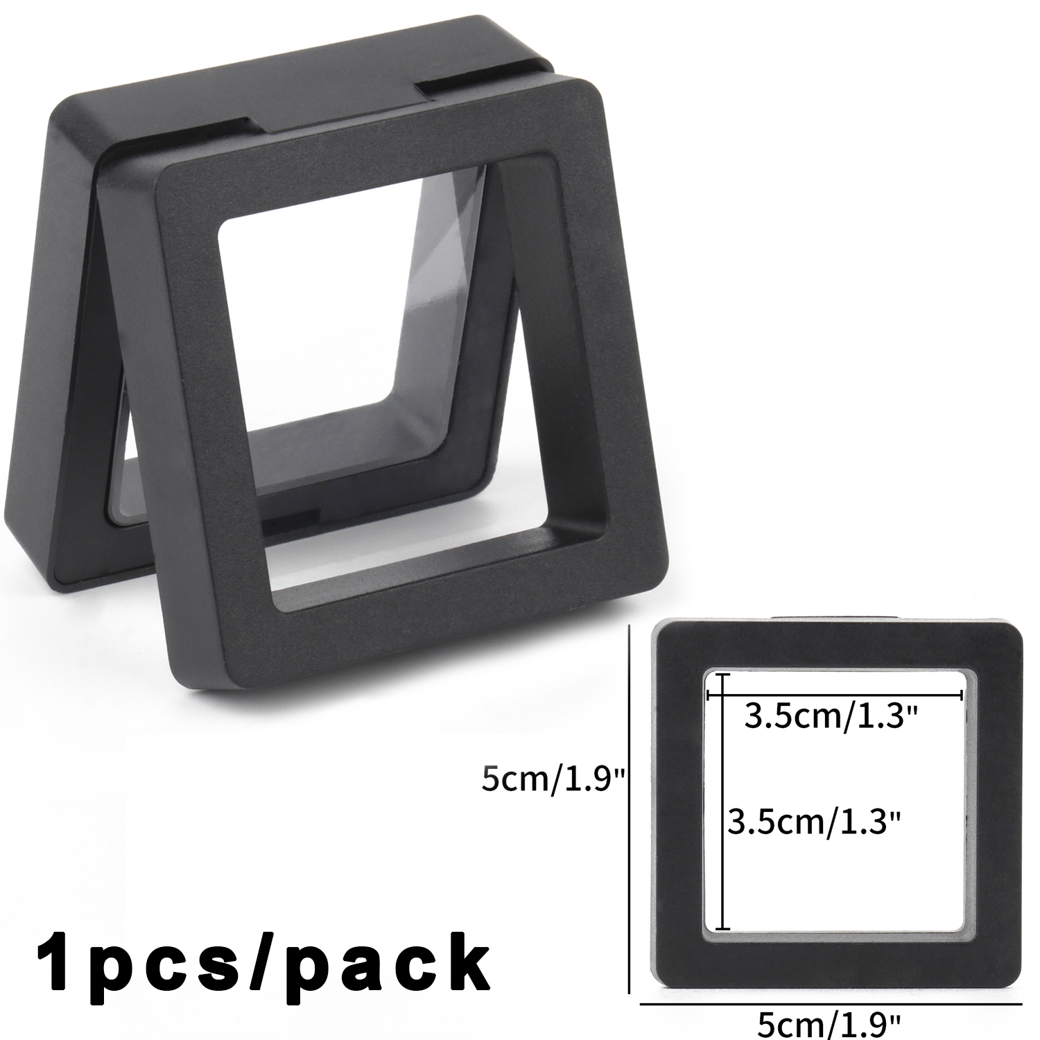 Caja de almacenamiento de joyería de película PE, caja de embalaje 3D, soporte libre de piedras preciosas, marco flotante, membrana, anillo, pendientes, collar, soporte de exhibición: Naranja