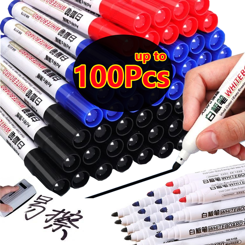 100-1pcs Erasable Whiteboard Marker Pen Teaching Chalk Blackboard Marker for Ceramics Glass Office School Art Stationery