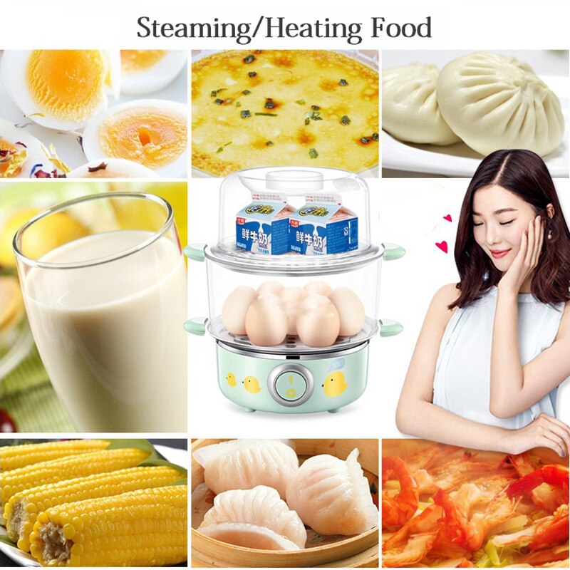DMWD Stainless Steel Electric Cooker 220V 2 Layer Breakfast Machine Rapid Egg Cooker Egg Custard Steamer Food Heater