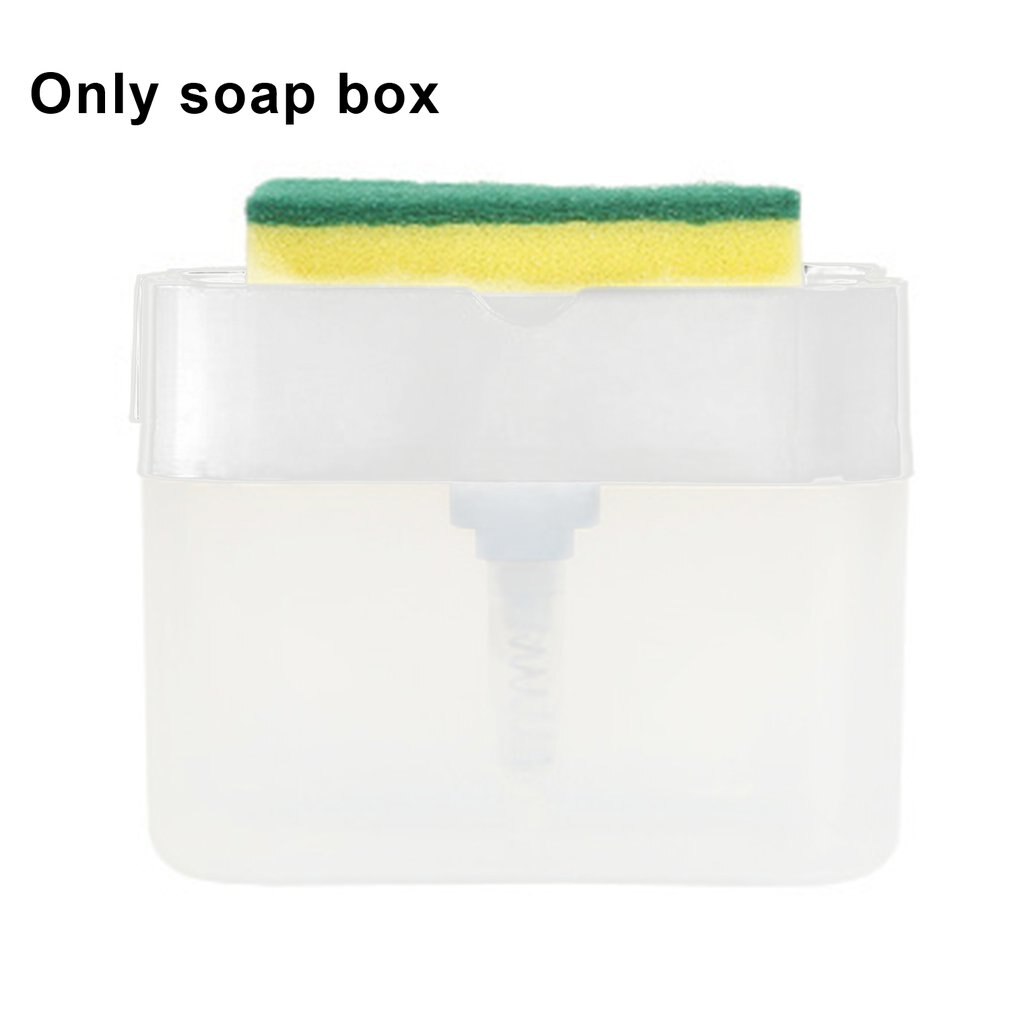 Automatic Liquid Box Scouring Pad Dishwashing Brush Soap Box Convenient And Practical Automatic Liquid Box: White