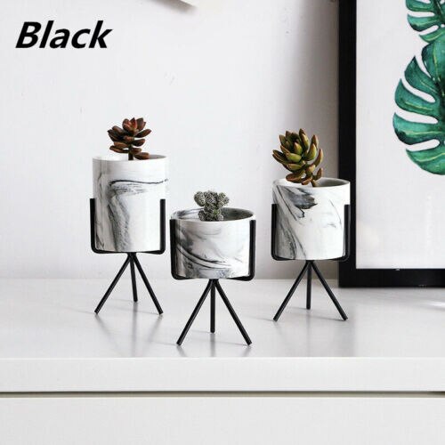 Planta de ferro vaso suporte casa decoração vasos flor plantador titular cerâmica vaso de flores prateleira rack: Black / P