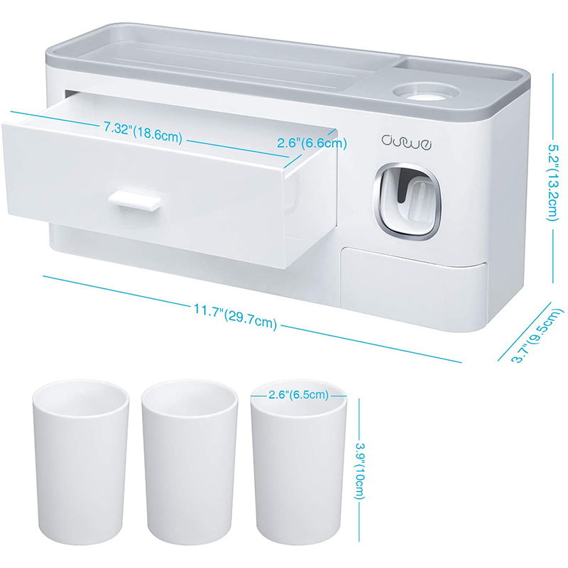 Bathroom Accessories Set Magnetic Adsorption Inverted Toothbrush Holder Automatic Toothpaste Dispenser Squeezer Storage Rack