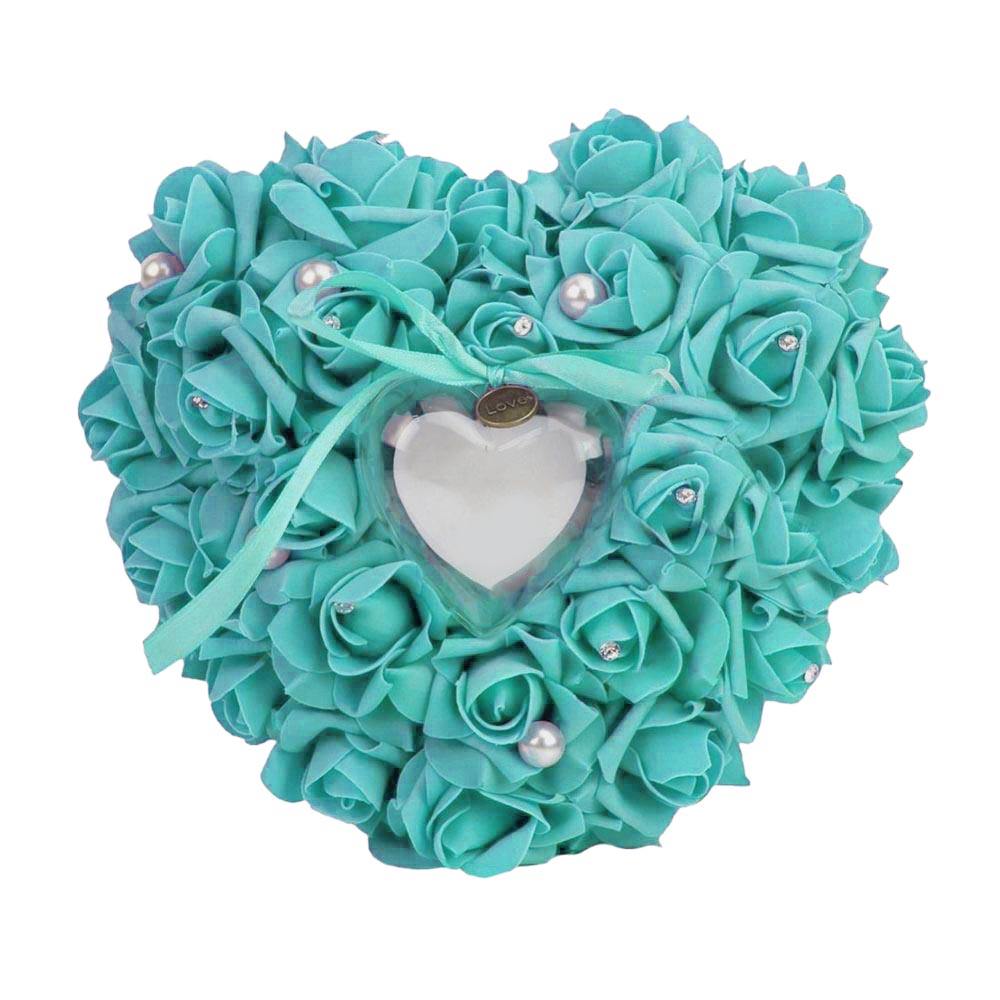 Wedding Ring Box Hang Ring Kussen Hart Strass Parel Ring Opbergdoos Foam Case Trouwbedankjes Decoratie