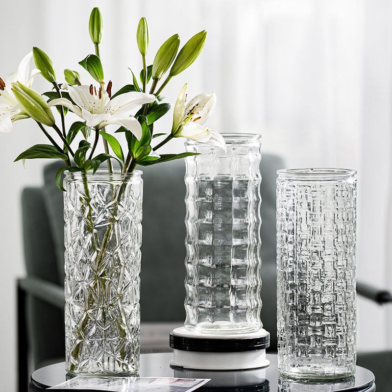 Vase Extra Large en verre, bambou, Rose, lys, décoration pour la maison, Arrangement de fleurs, pour le salon
