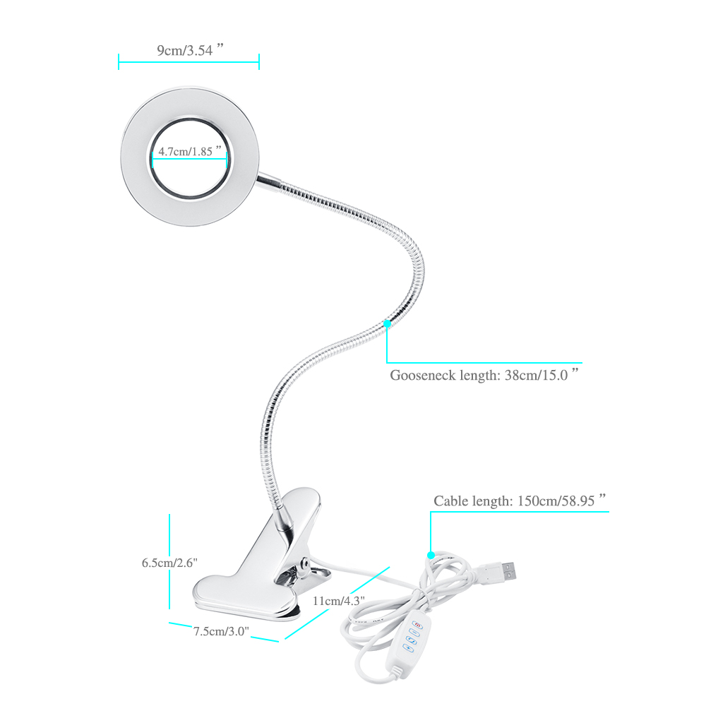 USB LED Lesen Lampe Buch Licht Flexible LED aluminium Tisch Touch Auf/Off 10 Ebenen Dimmbare Nachtlicht Clip- auf Lampe