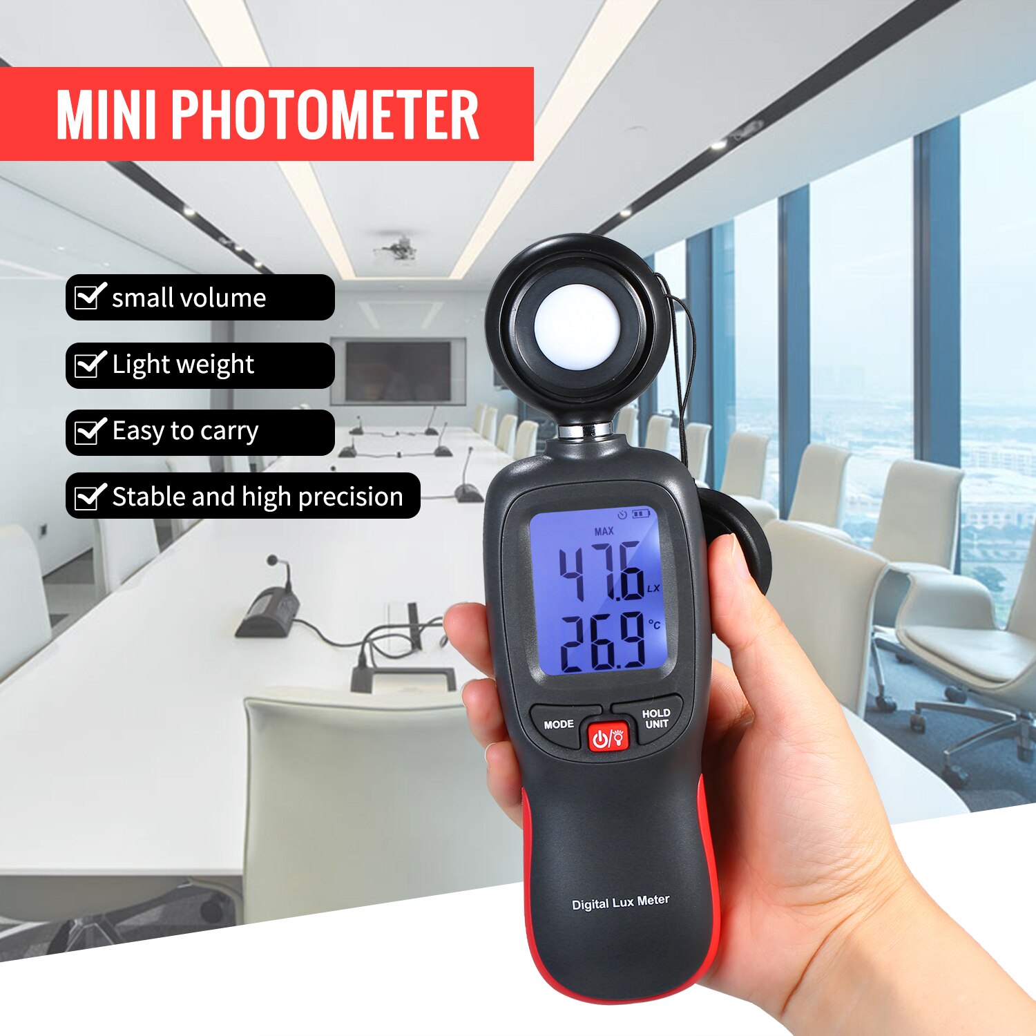0-200000 Lux Digital Lux Meter LCD Display Handheld Illuminometer Mini Luminometer Photometer Luxmeter Light Meter