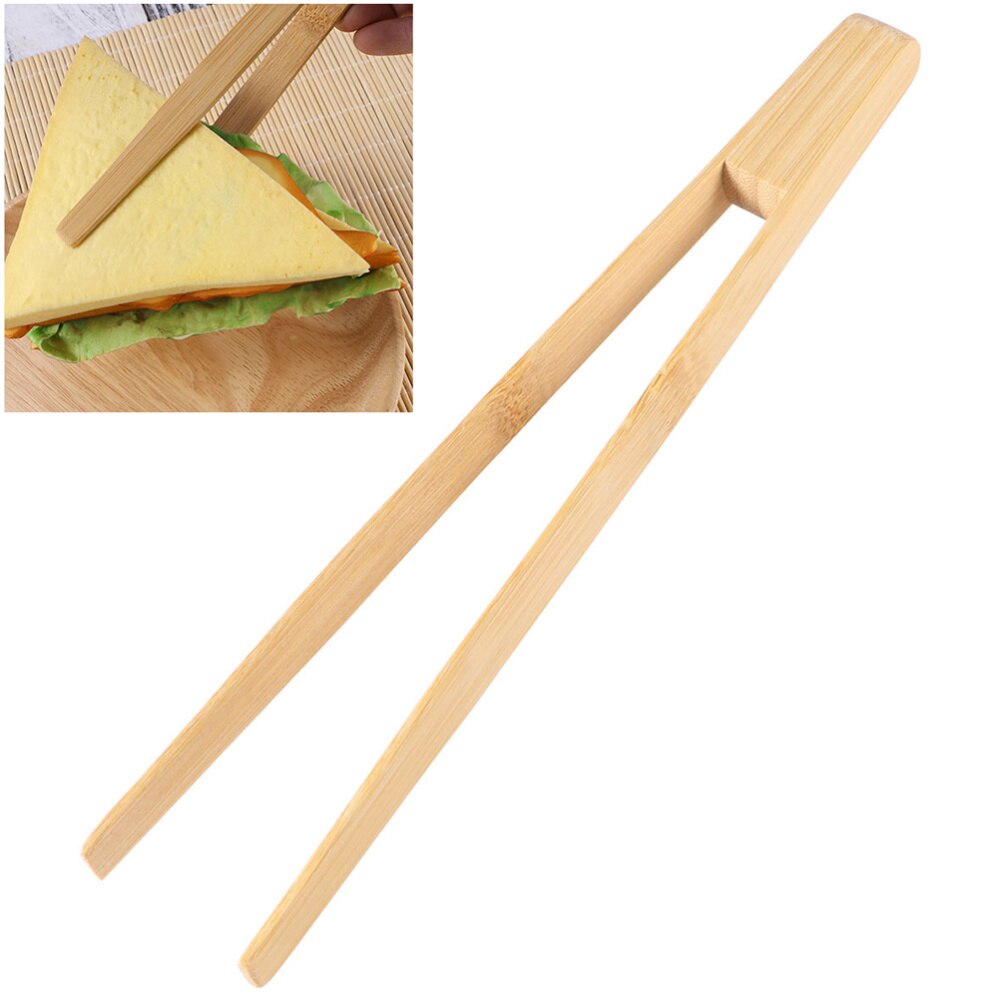 2 stücke Bambus Toaster Küche Zangen Lange Einfach Griff Toaster Servierzange für Kochen Toast Brot Grill Grillen Backen Braten