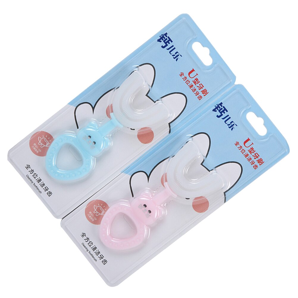 2Pcs Kids Tandenborstels Handmatige Tandenborstels Siliconen Tandenborstels Voor Kinderen