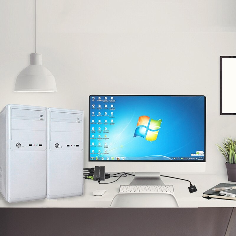 4 K Hdmi Kvm Switch 2In 1Out Usb HDMI1.4 Kvm Switcher Splitter Ondersteuning Remote Wake-Up Voor Toetsenbord Muis printer Monitor