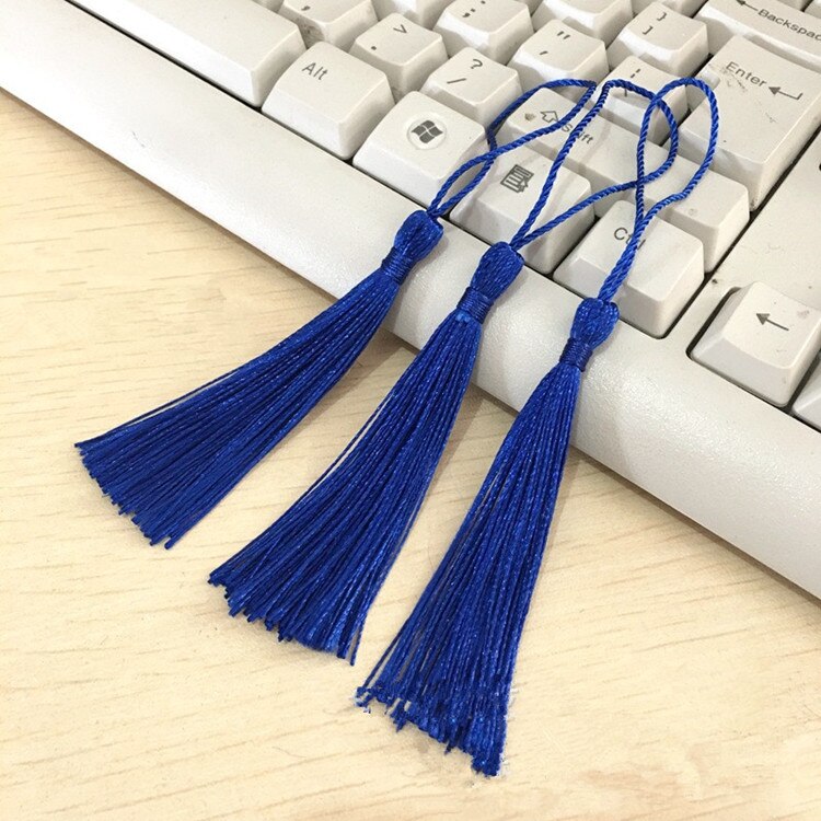 10 sztuk mieszane kolor 14cm jedwabne frędzle fringe szycia Bang zakończenie z frędzlami kluczowe frędzle dla DIY biżuteria naszyjnik chiński węzeł: Blue