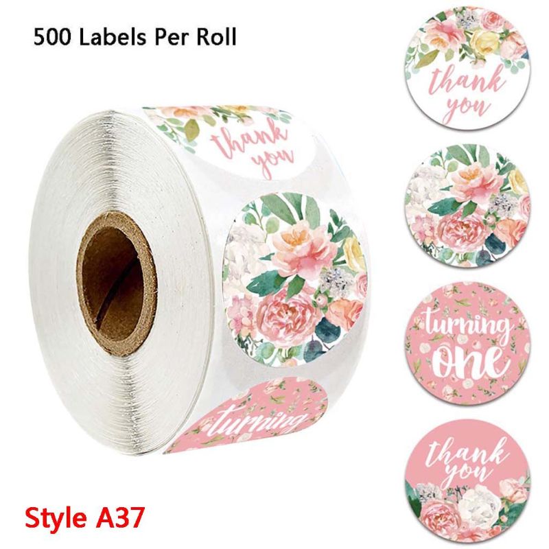 500 stk blomster kærlighed tak klistermærker bryllupsfest scrapbooking pakke forsegling etiket kort forretningsemballage klistermærker: A37