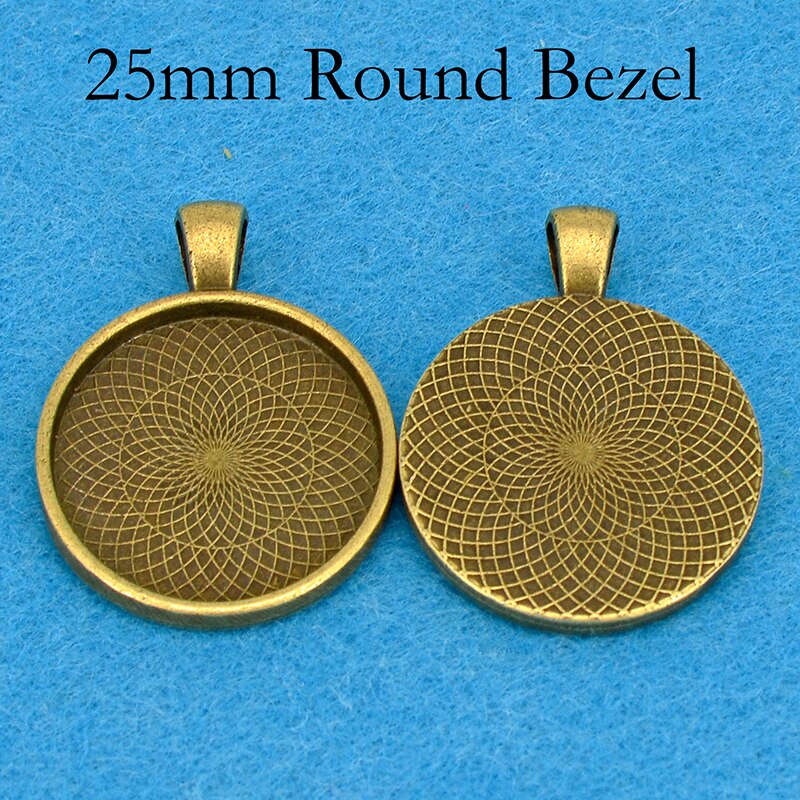 50 pcs - 25mm Round Pendant Tray, 25mm Cameo Setting, Round Pendant Bezel, 1 INch Pendant Blank Cabochon Setting: Antique Bronze