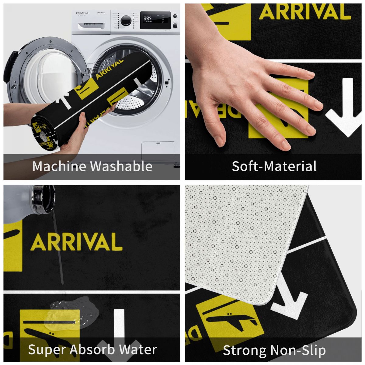 Arrivals Departures The Exit Mat Flannel Rug Non-Slip Airplane Airport Flight Welcome Mats for Living Room Bathroom Balcony Mats