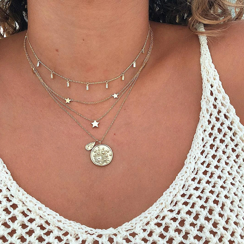 Collane con ciondolo con ciondolo a forma di bullone a forma di stella in argento Sterling 925 per donna collana a catena sottile girocollo impilabile gioielleria raffinata