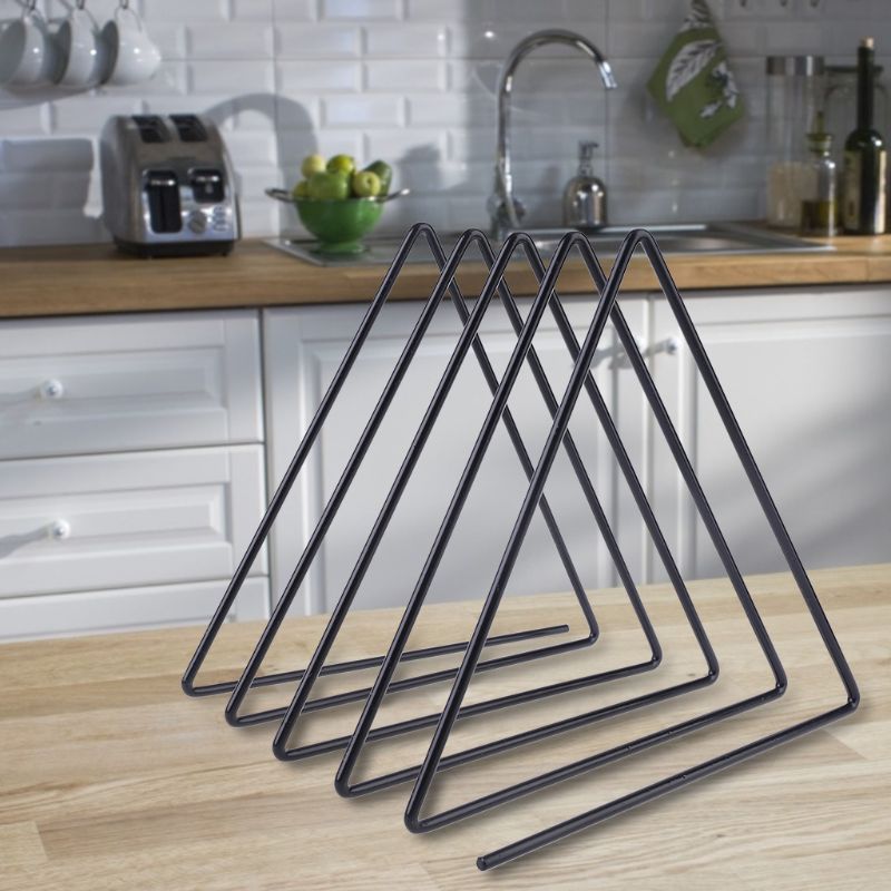 Jern lp rekord rack trekant bog magasin holder skrivebord opbevaring arrangør