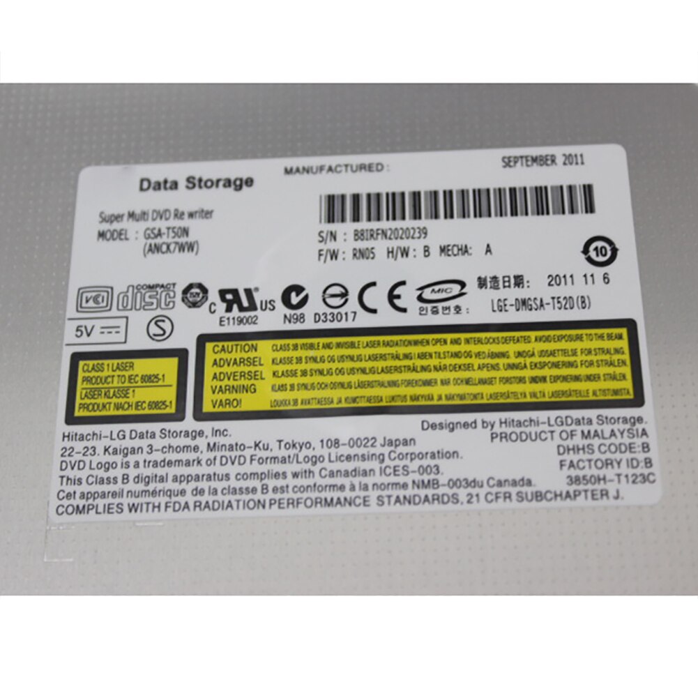 T50N Internal Replacement RW DVD Burner SATA Writer High Speed Multifunction Recorder Notebook Slim Optical Drive Tray Loading: Default Title