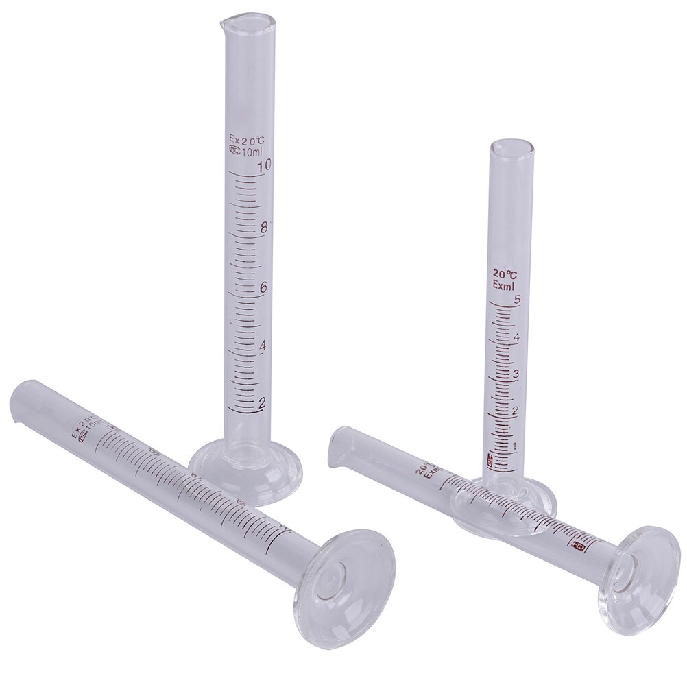 2Pcs 5Ml/10Ml Beroep Afgestudeerd Laboratorium Glazen Meten Cilinder Chemie Lab Uitloop Meet Chemie Measure Tool