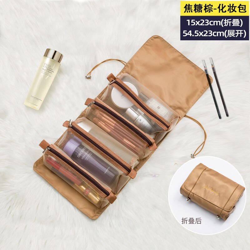 4 Stuks In 1 Cosmetische Tas Voor Vrouwen Rits Mesh Scheidbare Cosmetica Pouch Dames Opvouwbare Nylon Tas Touw Make-Up Tas kosmetyczka: 3